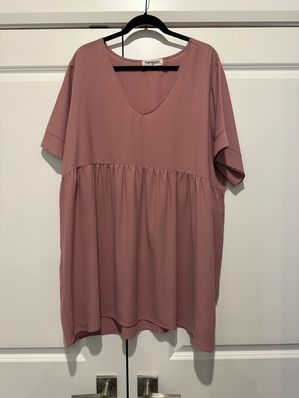 Impressions Dusty Rose V-Neck Babydoll Tunic
